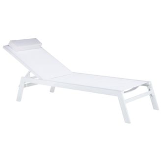 Beliani Beliani - Tumbona De Jard&iacute;n De Textil Blanco Con Marco De Aluminio Reposacabezas Reclinable Y Ajustable Con Coj&iacute;n Catania Ii