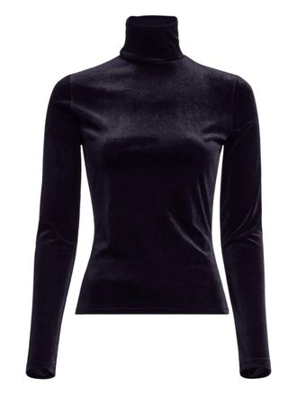 Elie Saab velvet T-shirt - women - Spandex/Elastane/Polyester - 36 - Black