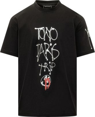 Yohji Yamamoto Chito City Grafisch T-shirt met korte mouwen - Heren - T-shirts - Zwart - S - Katoen - Tops