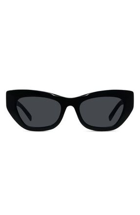 Givenchy City 54mm Cat Eye Sunglasses in Shiny Black /Smoke at Nordstrom