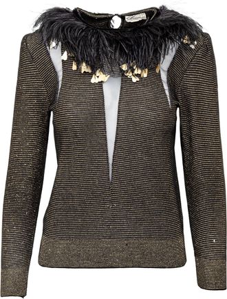 Valentino Valentino Boutique Top met verenversiering - jaren 80