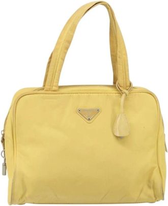 Prada Pre-owned Handbags, female, Yellow, Size: ONE SIZE Pre-owned Vintage Tessuto Nylon Top Handle Bag