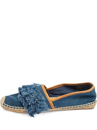 Tory Burch fringed denim flats - Blue