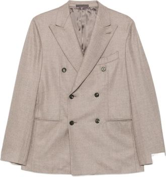 Caruso Dubbele-breasted blazer - Heren - Blazers - Beige - L - Jassen
