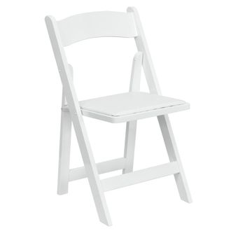 Flash Furniture HERCULES Series White Wood Folding Chair with Vinyl Padded Seat
