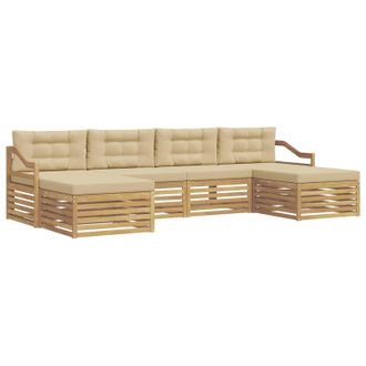 vidaXL Conjunto De Sof&aacute;s De Exterior 6 Pcs Y Beige 325 X 162,5 X 73 Cm Vidaxl