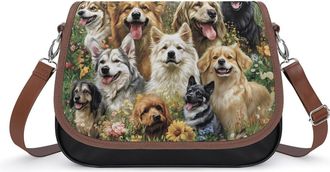 Generic Dogs And Puppies Small Womens Crossbody Bags Shoulder Handbag with Adjustable Strap for Travel