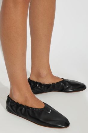 Kenzo Leather Ballet Flats With Logo, Womens, Black