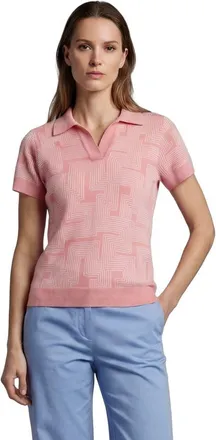 Lords of Harlech Inter Twine Womens Merino Silk Cashmere Polo in Inter Twine Coral at Nordstrom, Size X-Large