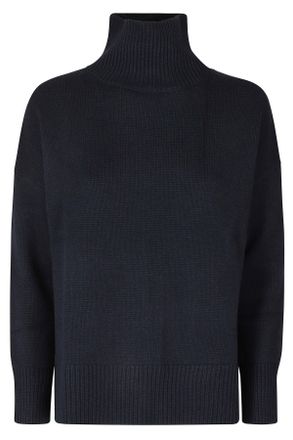 Kujten Dark Navy Loose-Fitting Cashmere Turtleneck Sweater