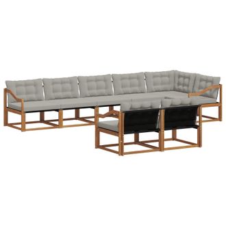 vidaXL Conjunto De Sof&aacute;s De Exterior 8 Pcs Gris Natural Y Claro Vidaxl