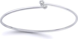 Jewelco London 18ct White Gold Diamond Crossover Torque Bangle 1.5mm 10pts - BGNR02052