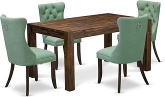 East West Furniture 5 Piece Kitchen Set Consists of a Rectangle Rustic Wood Dining Table