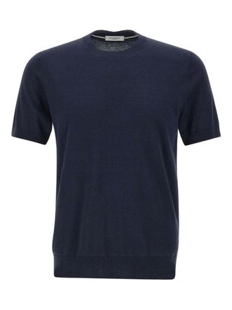 Paolo Pecora T-shirt van zijdemix - Blauw
