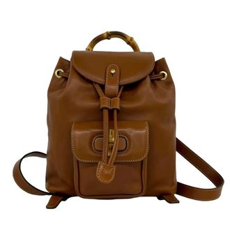 Gucci Brown Leather Bamboo Backpack (Pre-Owned)