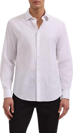 Bugatchi Julian Shaped Fit Stretch Cotton Button-Up Shirt in White at Nordstrom, Size Xxx-Large