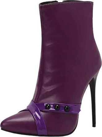 Generic Womens Stiletto High Heel Ankle Boots 12cm Patent Leather Party Dress Club Shoes