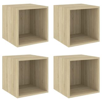 vidaXL Armario De Pared 4 Uds Madera Contrachapada Roble 37x37x37 Cm Vidaxl