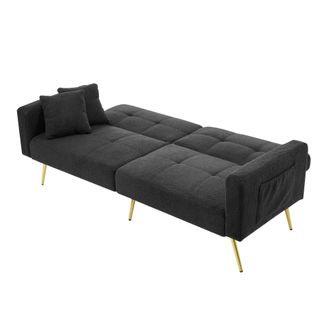 STILVORA Clic-clac 2 Plazas En Tela Sherpa Con Respaldo Ajustable, 2 Bolsillos Laterales Y 2 Cojines, Gris Antiguo