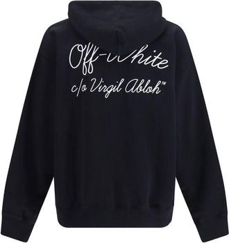 Off-white Script Logo Cotton Hoodie - Black