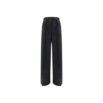 Jil Sander Wide Trousers, female, Black, Size: W32 Wide-Leg Pants with Pockets