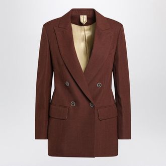 Max Mara Earth Tone Jacket In Wool Grain De Poudre