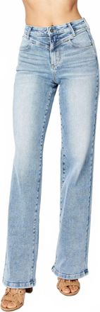 Judy Blue High Waist Front Yoke Retro Wide Jeans In Light Blue