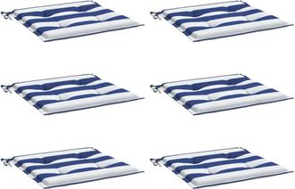 vidaXL Cojines Silla Jard&iacute;n 6 Uds Tela A Rayas Azul Y Blanco 40x40x4cm Vidaxl