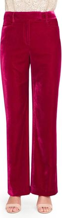 Tahari by ASL Bird Eye Crushed Velvet Pant In Magenta
