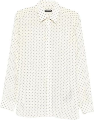 Tom Ford Crepe de Chine Paisley Print Fluid Fit Shirt - Heren - Casual Overhemden - Wit - L - Overhemden