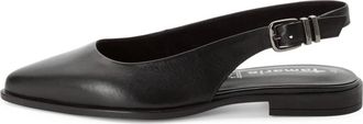 Tamaris Slingpumps van leer - Dames - Ballerinas - Zwart - 39 EU - Leer - Schoenen