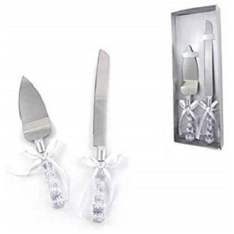 Trade Shop Trade Shop - Set Taglia Torta 2pz Coltello Paletta Seghettata Acciaio Cuore Confezione Alza Fetta