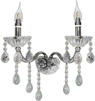 Trade Shop Trade Shop - Applique Candelabra Gotas Colgantes Acr&iacute;lico Cristal 2 Armas Ataque E14 E35 - Plata