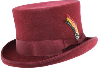 Maz Accessoires Superb 100% Wool Hand Made Wedding Event Satin Lined TOP HAT (X-Large, Wine Red)