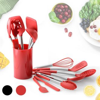OEM Juego De 14 Utensilios De Cocina De Silicona Sin Bpa: Esp&aacute;tula, Pinzas, Cuchara Y Batidor Para Sartenes Antiadherentes