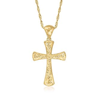 Ross-Simons Italian 18kt Gold Over Sterling Filigree Cross Pendant Necklace