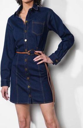 Greylin Calista Button Up Denim Dress In Blue