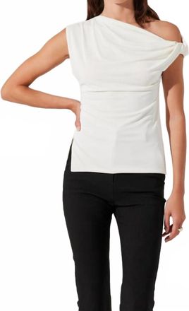 Astr Aphra Assymetrical Twisted Off Shoulder Top In White