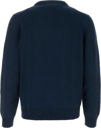 Prada Mens Cotton Crew-Neck Sweater Navy