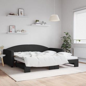 vidaXL Sof&aacute; Cama Nido Tela Negro 100x200 Cm Vidaxl