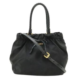Prada Pre-owned Bucket Bags, female, Black, Size: ONE SIZE Pre-owned Nylon 2way Tote Bag