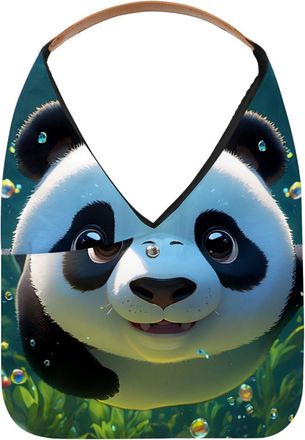 Generic Lovely Panda Swims Underwater Reusable Lightweight Grocery Bags - Foldable Into Compact Pouch, Washable & Sturdy, Multipurpose for Shopping and Travel