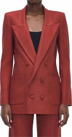 Adam Lippes Riva Double-Breasted Front Jacket In Sienna