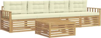 vidaXL Conjunto De Sof&aacute;s De Exterior 5 Uds. Blanco Y Crema Vidaxl