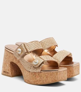 Jimmy Choo London Fayence raffia-effect platform sandals