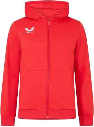 Castore Herenhoodie van geborsteld fleece met doorlopende ritssluiting (Echt rood)