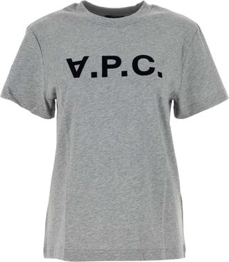 A.P.C. Melange Grey Cotton T Shirt