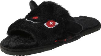 Generic Winter Luxurious Cow Design Slippers For Women Cozy Indoor Outdoor Comfort Soft Warm Fleece Lined Sole Ideal For Her (Black, 7)