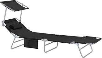 SoBuy Tumbonas Tumbonas De Relaci&oacute;n Con Respaldo Reclinable Y Parasol Tumbonas Plegables 63 X 195 X 90 Cm Negro Ogs48-schx2 Sobuy Es