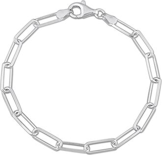 Mimi & Max 5mm Diamond Cut Paperclip Chain Bracelet in Sterling Silver, 7.5 in